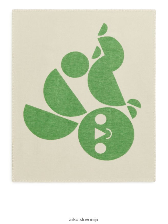 pripomočki za dom sl ARKET uniseks bombažna odeja artist edition zelena/bela 6X02XV1745