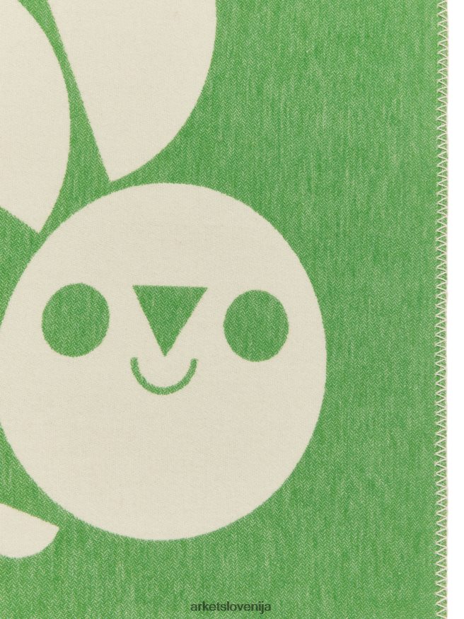 pripomočki za dom sl ARKET uniseks bombažna odeja artist edition zelena/bela 6X02XV1745