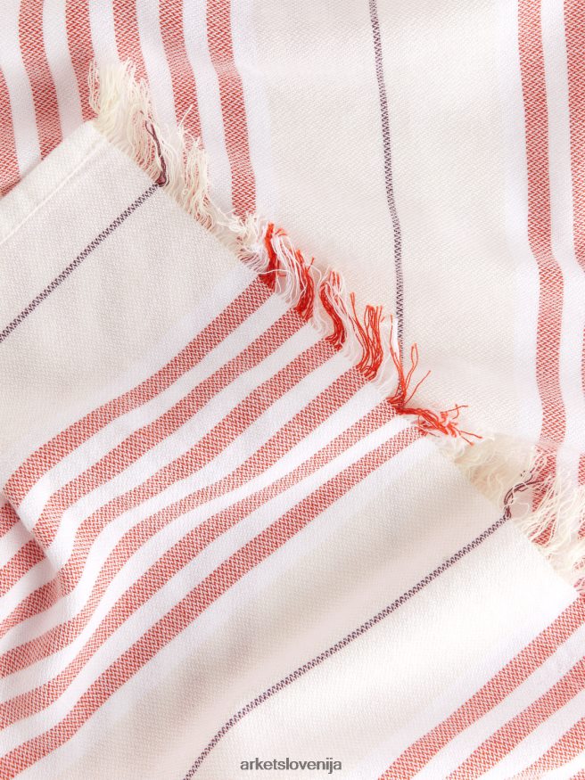 pripomočki za dom sl ARKET uniseks bombažna odeja za plažo bela/rdeča 6X02XV1358