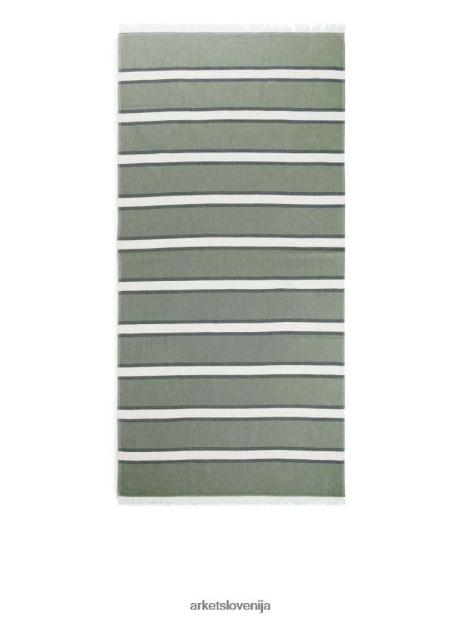 pripomočki za dom sl ARKET uniseks bombažna odeja za plažo zelena/umazano bela 6X02XV634