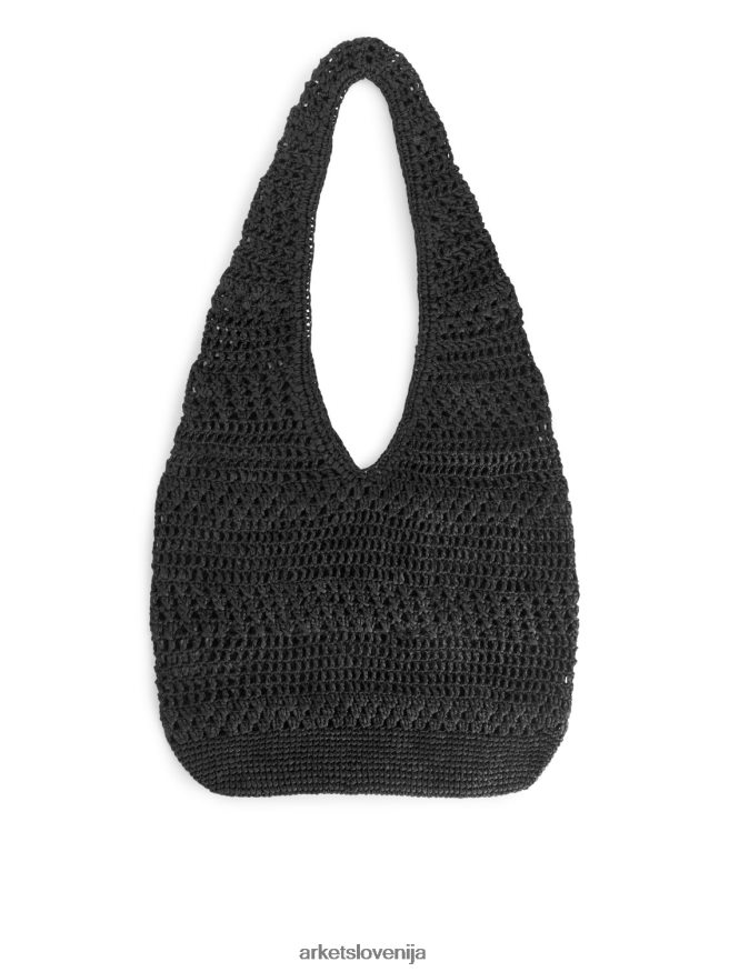 vrečke sl ARKET uniseks kvačkana torbica iz slame Črna 6X02XV751