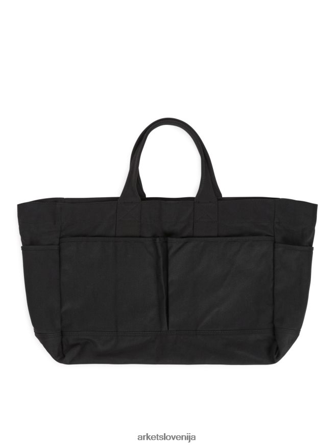 vrečke sl ARKET uniseks platnena torba z več žepi Črna 6X02XV749