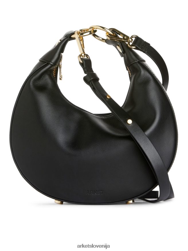 vrečke sl ARKET uniseks polmesečna usnjena torba Črna 6X02XV759