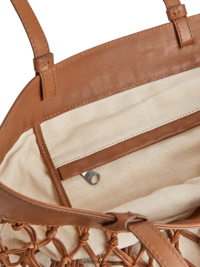 vrečke sl ARKET uniseks torba iz pletenega usnja rjava/umazano bela 6X02XV771