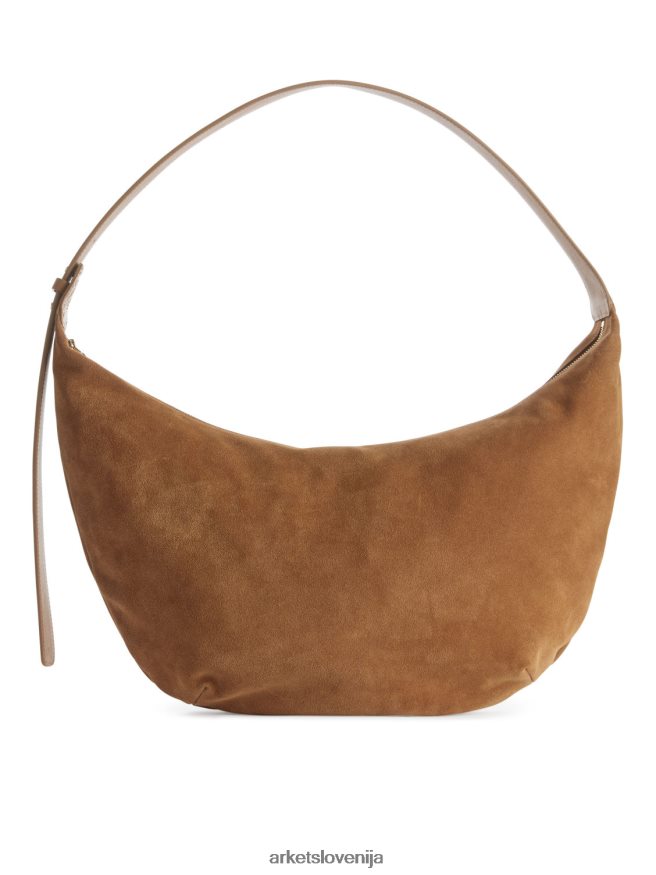vrečke sl ARKET uniseks ukrivljena torba iz semiša karamelno rjava 6X02XV763