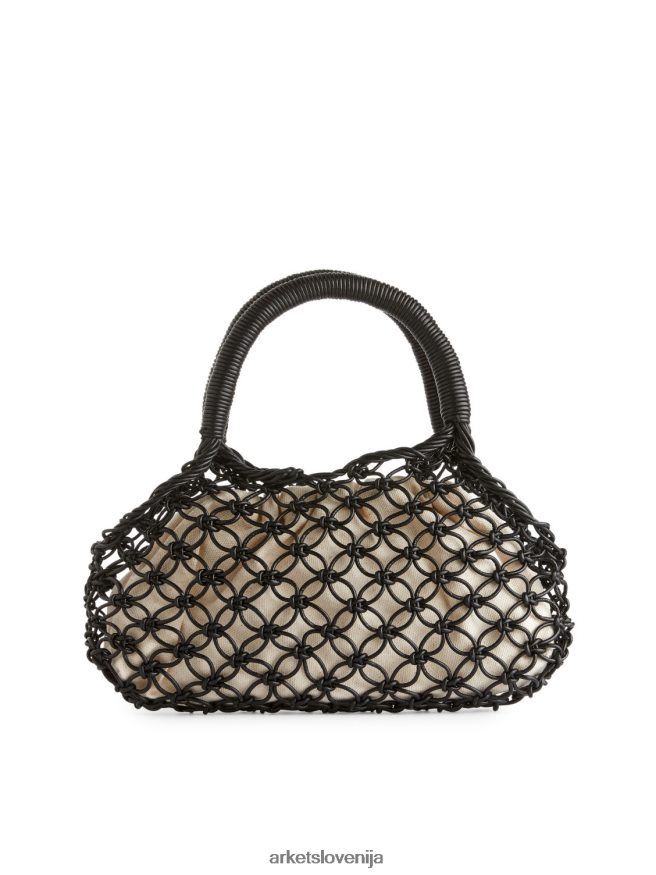 vrečke sl ARKET uniseks usnjena makrame torba Črna 6X02XV760