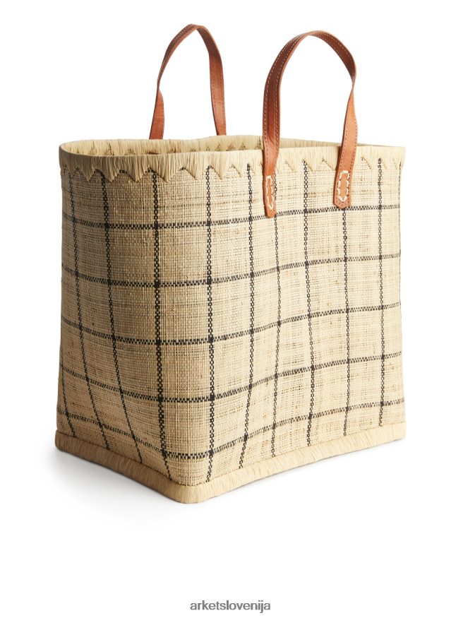 vrečke sl ARKET uniseks velika torba iz rafije sveta obrti bež/črna 6X02XV651