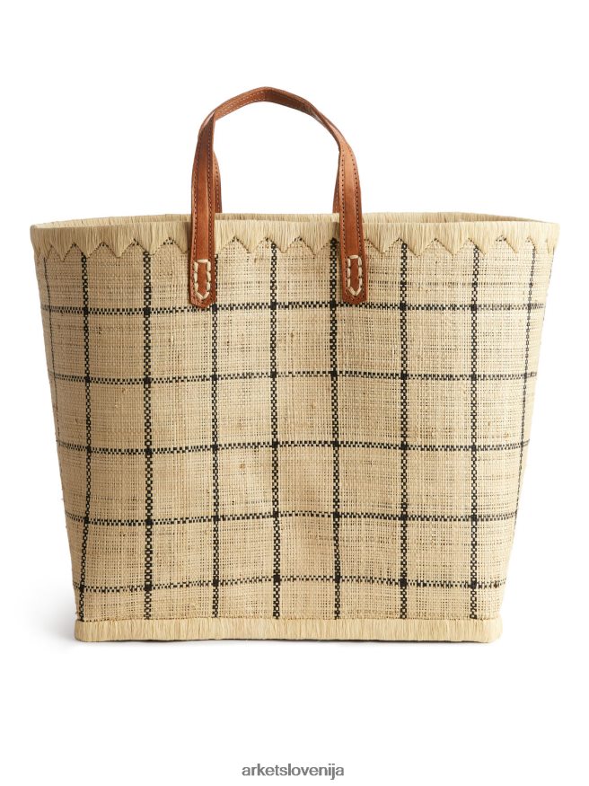 vrečke sl ARKET uniseks velika torba iz rafije sveta obrti bež/črna 6X02XV651