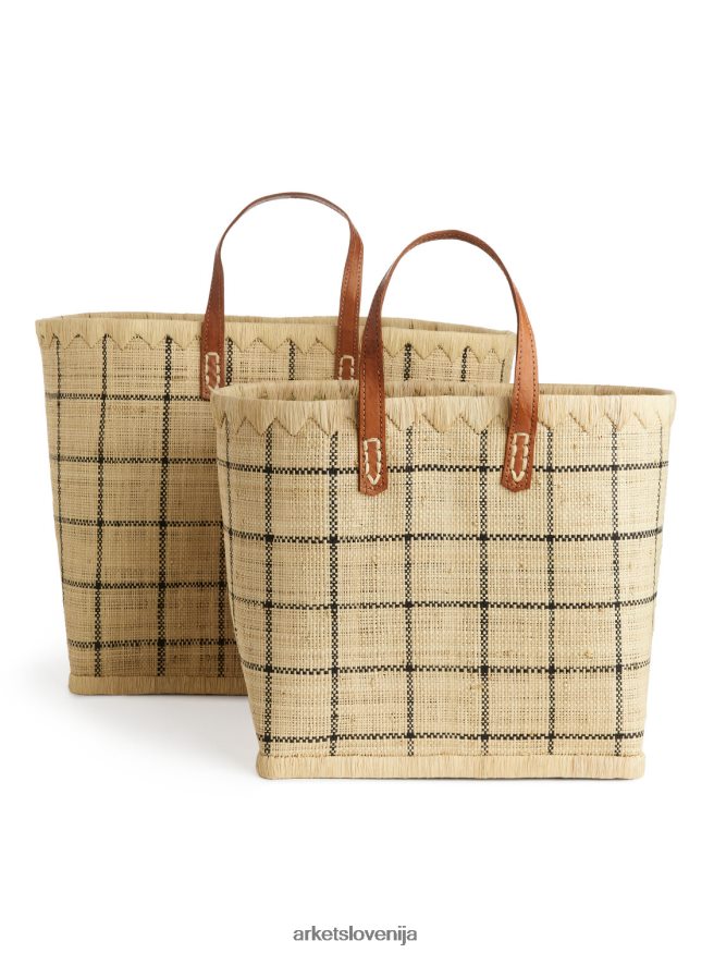 vrečke sl ARKET uniseks velika torba iz rafije sveta obrti bež/črna 6X02XV651