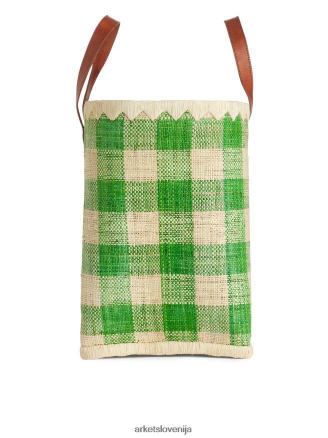 vrečke sl ARKET uniseks velika torba iz rafije sveta obrti zelena/bež 6X02XV630