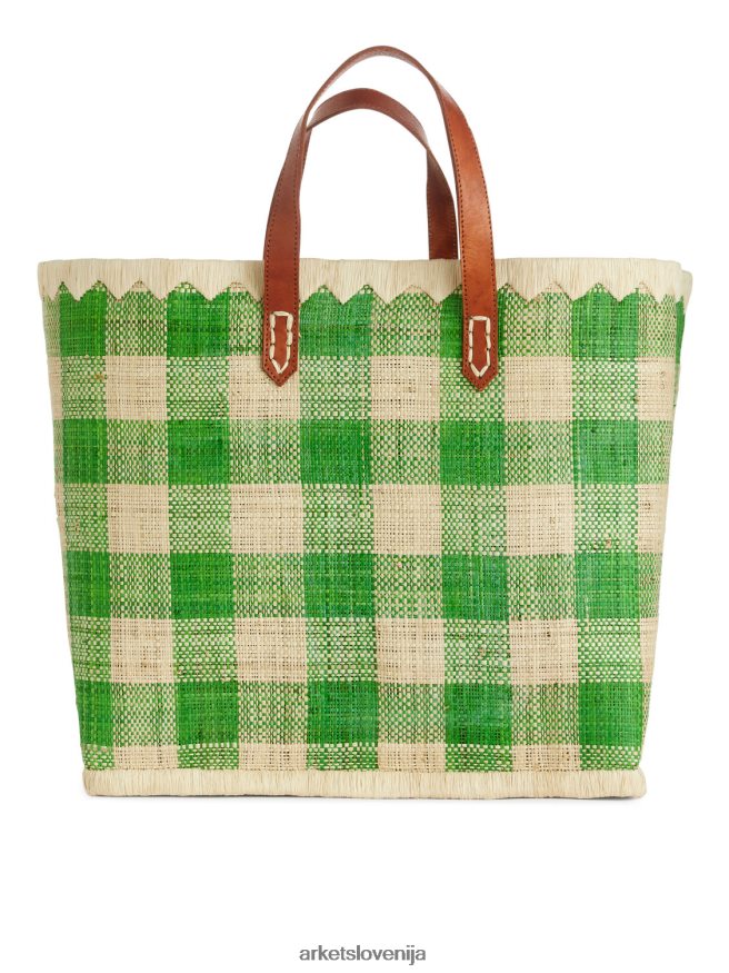 vrečke sl ARKET uniseks velika torba iz rafije sveta obrti zelena/bež 6X02XV630
