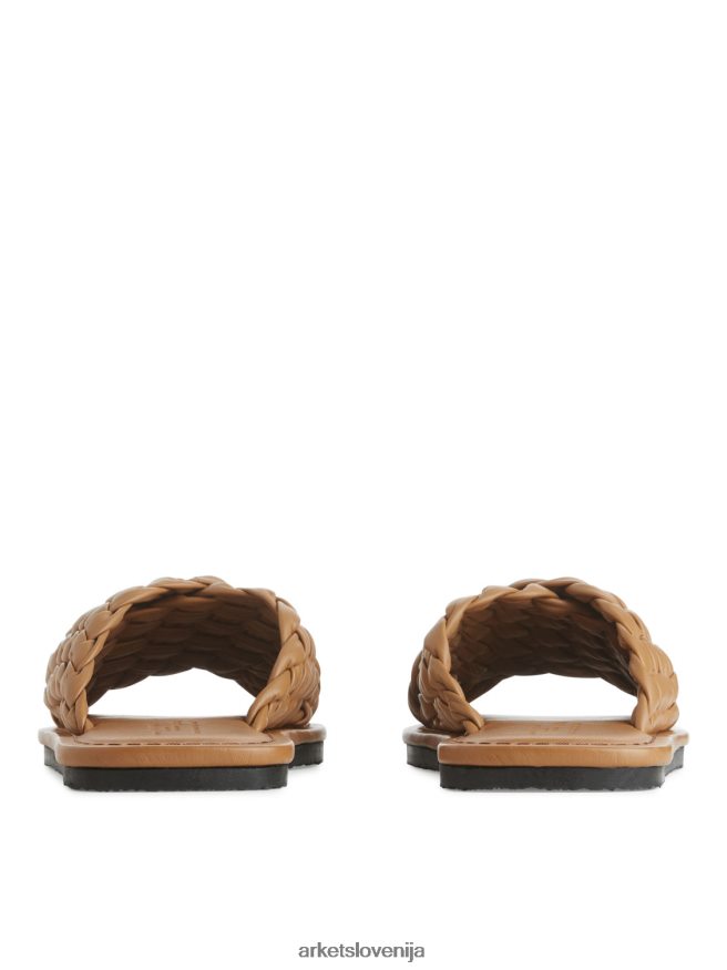 obutev sl ARKET ženske tobogani iz tkanega usnja rjav 6X02XV640