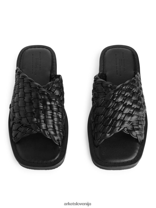 obutev sl ARKET ženske tobogani iz tkanega usnja Črna 6X02XV642