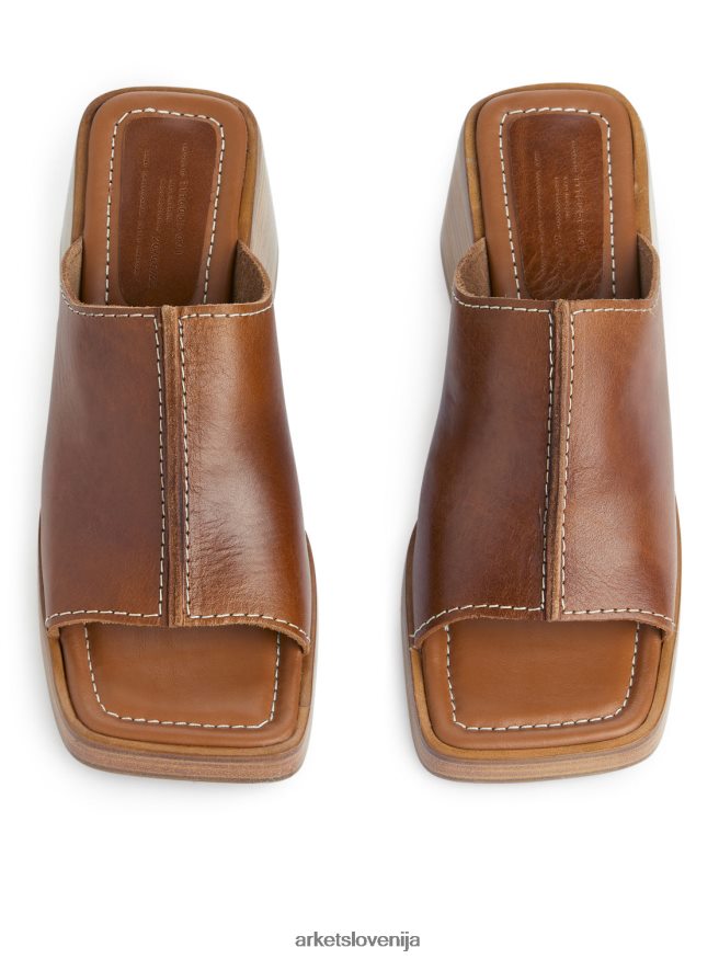 obutev sl ARKET ženske debele usnjene mule konjak 6X02XV690