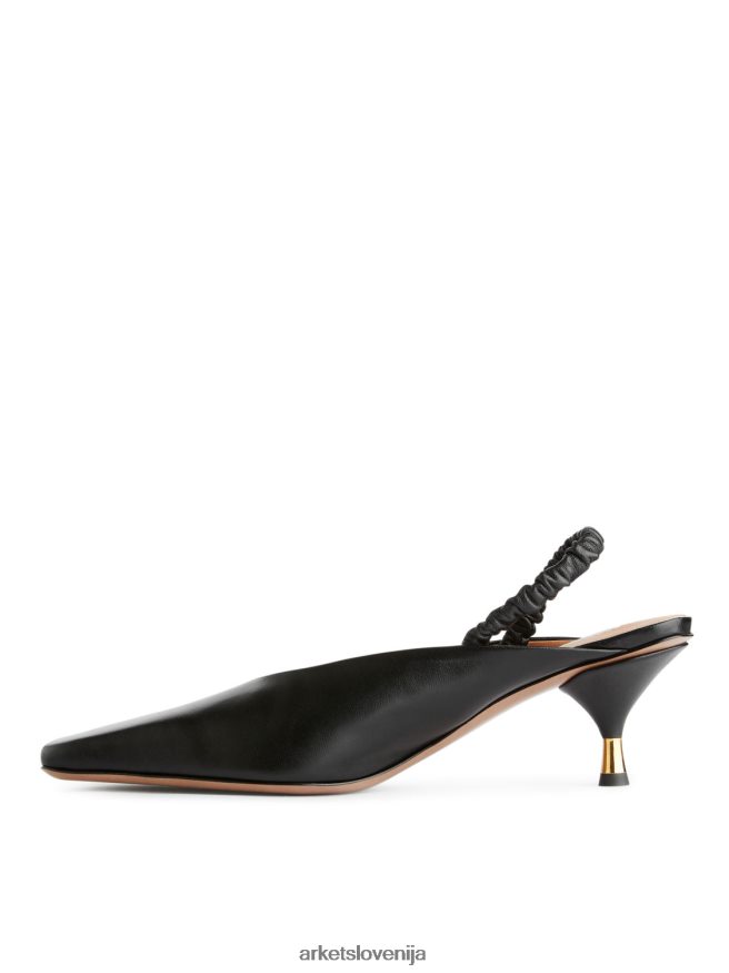 obutev sl ARKET ženske usnjene copate z zadrgo Črna 6X02XV698