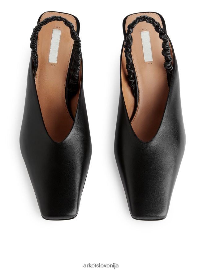 obutev sl ARKET ženske usnjene copate z zadrgo Črna 6X02XV698