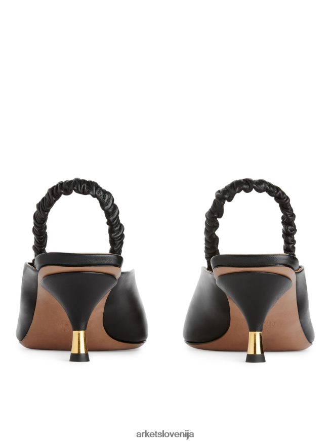 obutev sl ARKET ženske usnjene copate z zadrgo Črna 6X02XV698