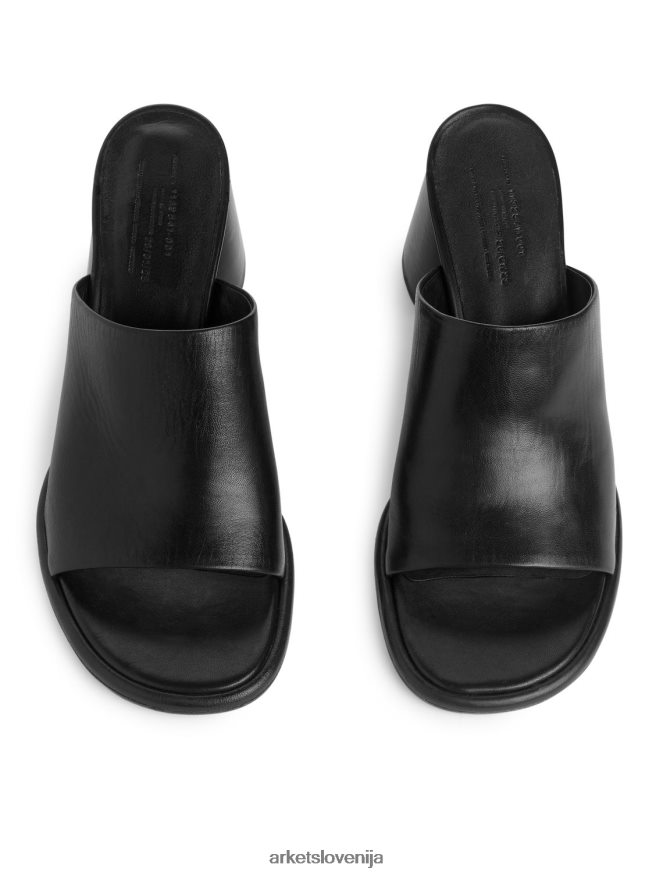obutev sl ARKET ženske usnjene mule z visoko peto Črna 6X02XV692