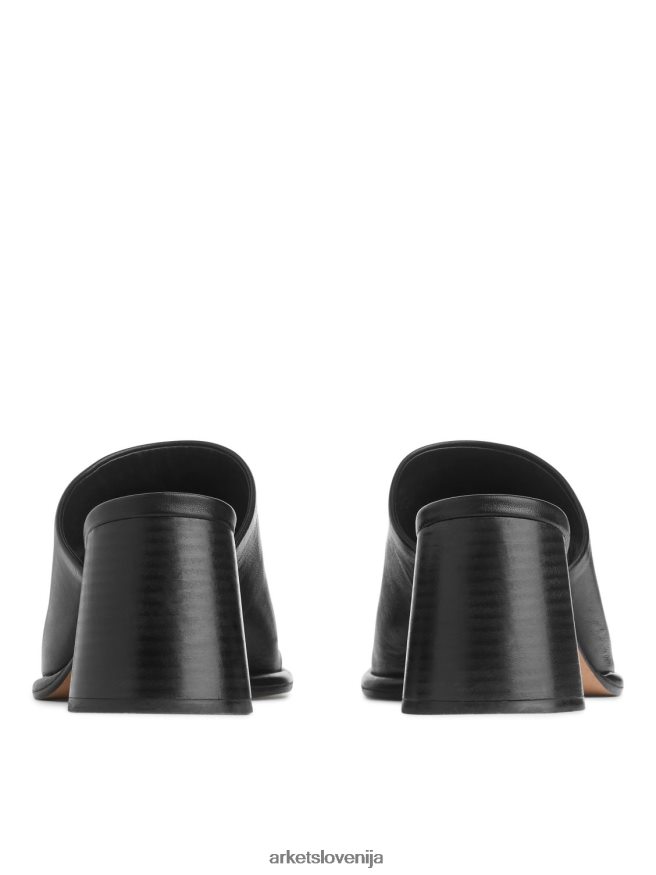 obutev sl ARKET ženske usnjene mule z visoko peto Črna 6X02XV692