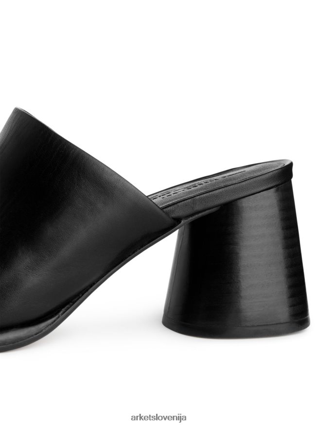 obutev sl ARKET ženske usnjene mule z visoko peto Črna 6X02XV692