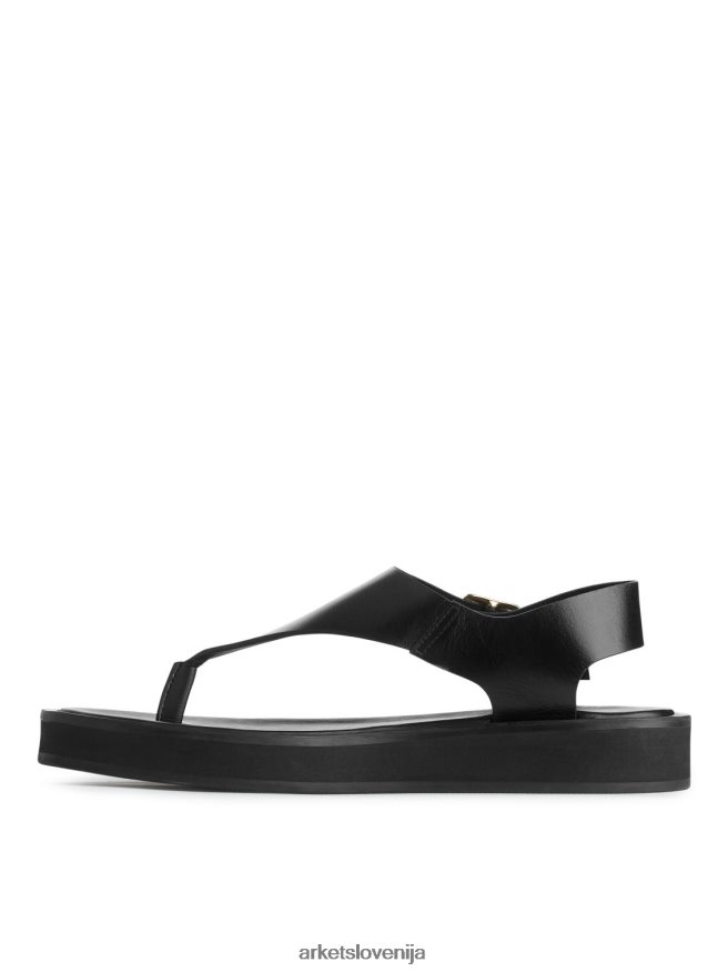 obutev sl ARKET ženske debeli usnjeni sandali Črna 6X02XV705