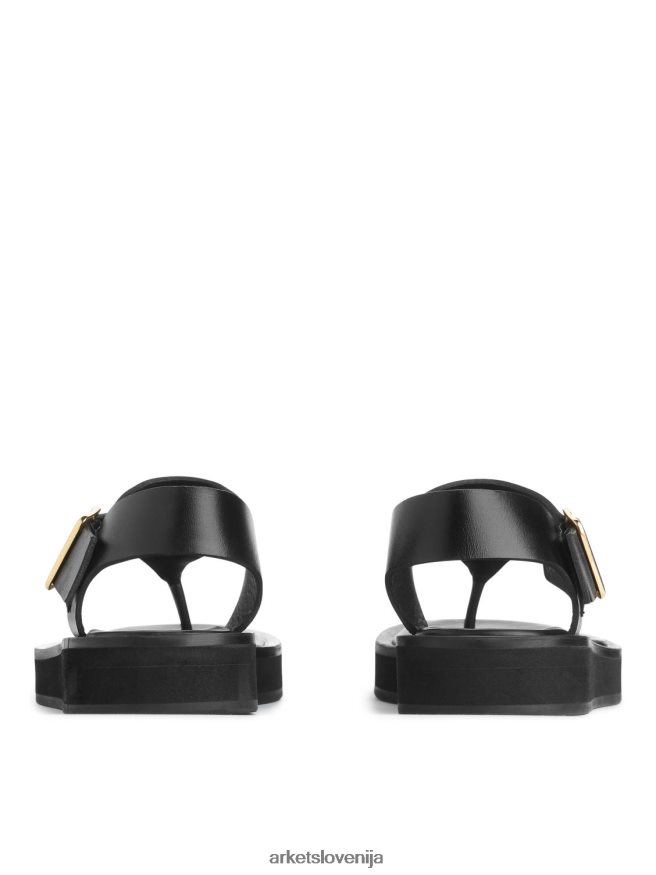 obutev sl ARKET ženske debeli usnjeni sandali Črna 6X02XV705