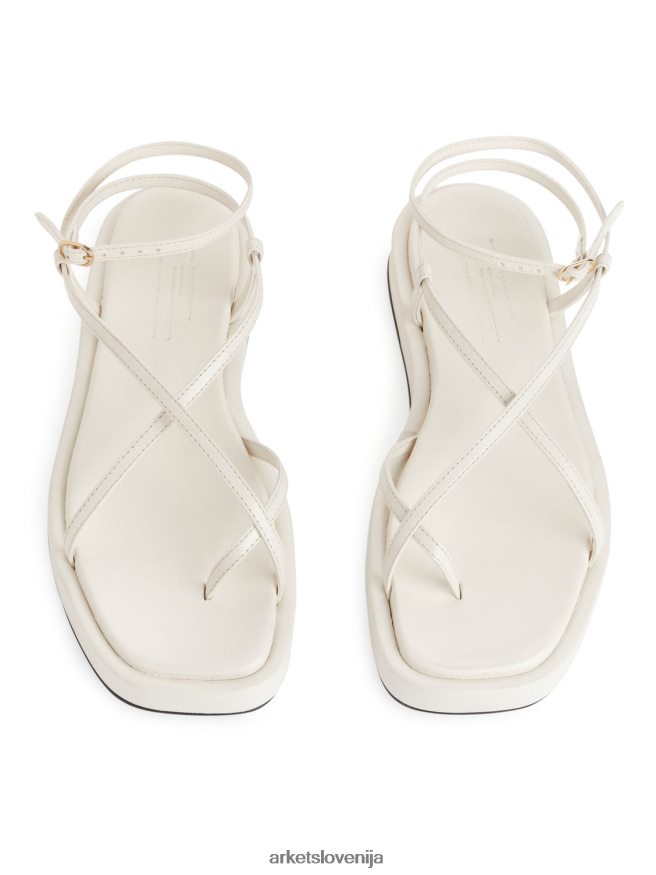 obutev sl ARKET ženske sandali z usnjenim trakom bela 6X02XV632