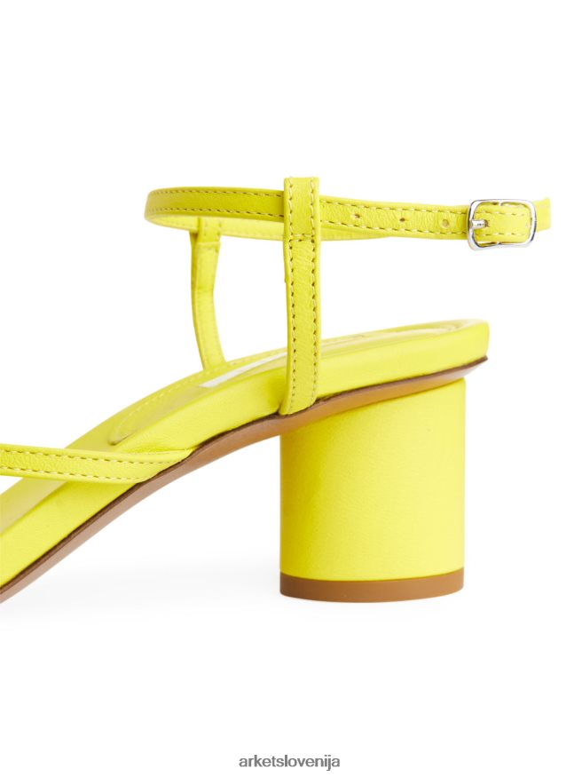 obutev sl ARKET ženske usnjeni sandali s peto neon rumena 6X02XV695