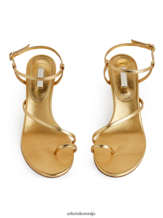 obutev sl ARKET ženske usnjeni sandali s peto zlato 6X02XV697