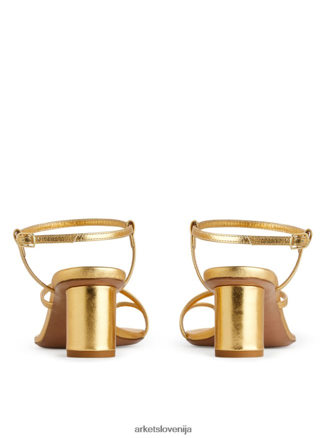 obutev sl ARKET ženske usnjeni sandali s peto zlato 6X02XV697