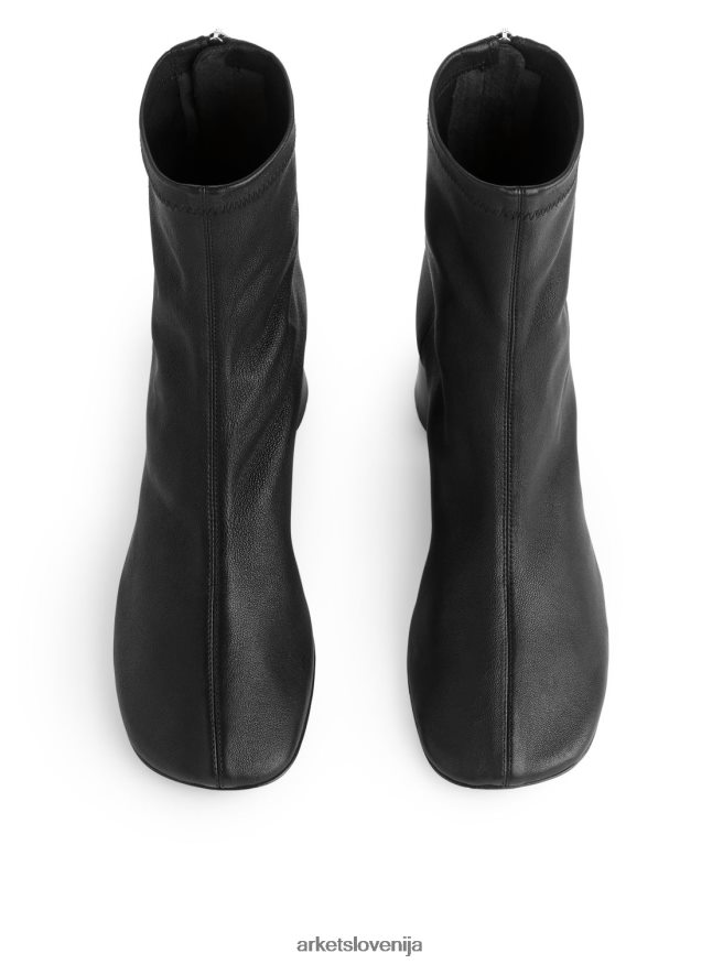 obutev sl ARKET ženske škornji iz raztegljivega usnja Črna 6X02XV699