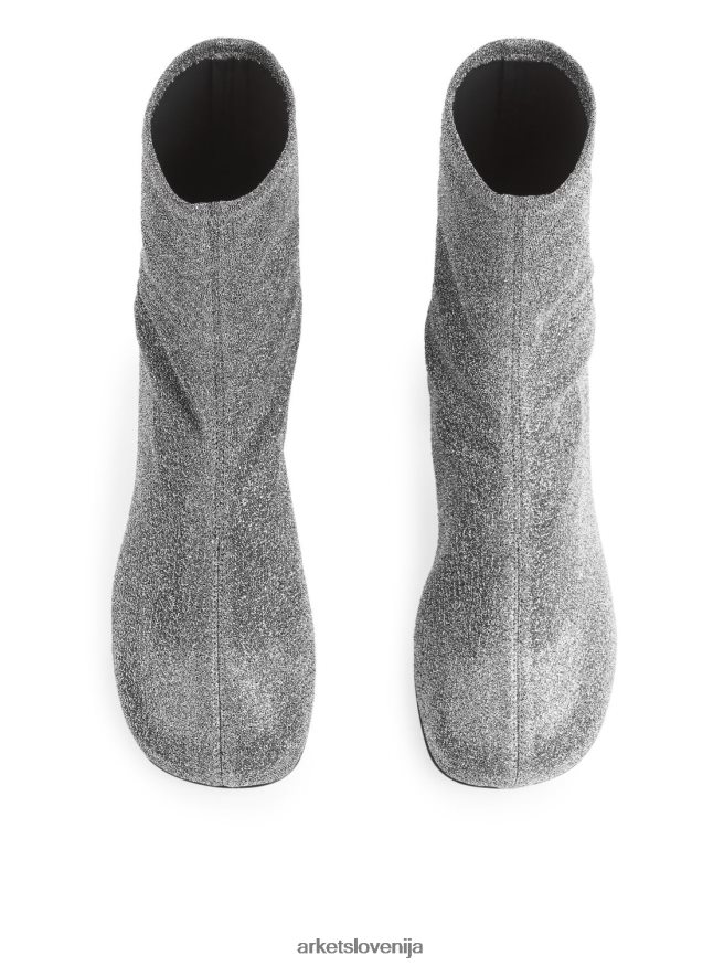 obutev sl ARKET ženske raztegljivi škornji s peto srebro 6X02XV736