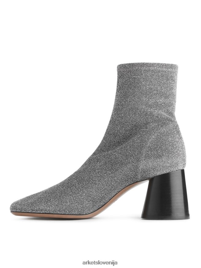 obutev sl ARKET ženske raztegljivi škornji s peto srebro 6X02XV736