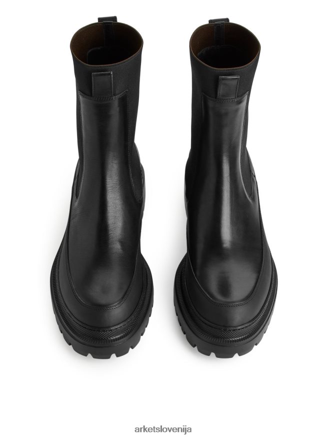 obutev sl ARKET ženske usnjeni škornji z debelim podplatom Črna 6X02XV724