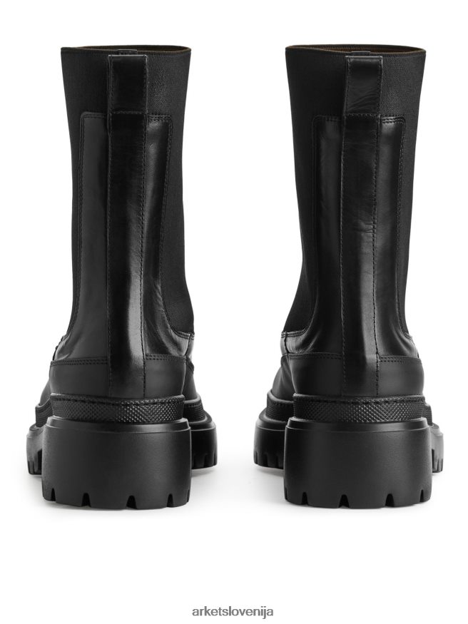 obutev sl ARKET ženske usnjeni škornji z debelim podplatom Črna 6X02XV724