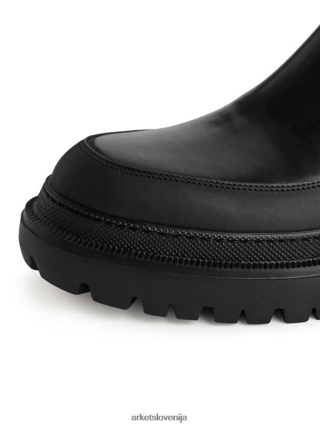 obutev sl ARKET ženske usnjeni škornji z debelim podplatom Črna 6X02XV724