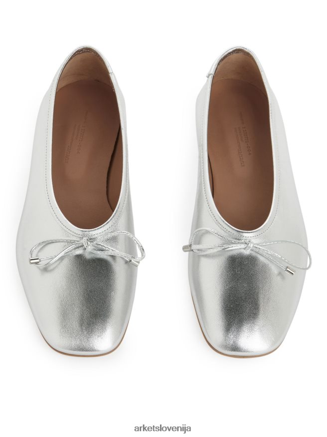 obutev sl ARKET ženske usnjene balerinke srebro 6X02XV714
