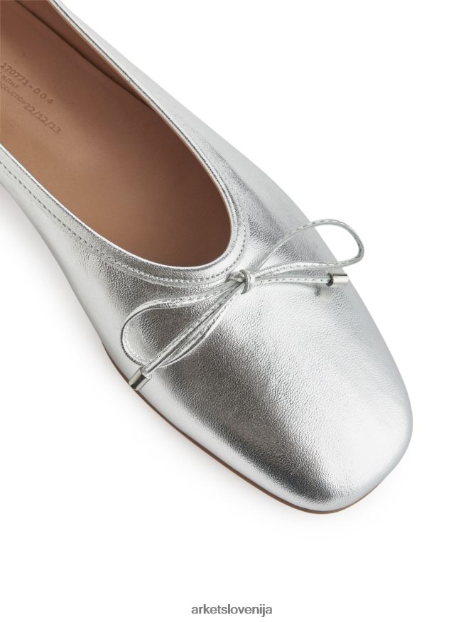 obutev sl ARKET ženske usnjene balerinke srebro 6X02XV714