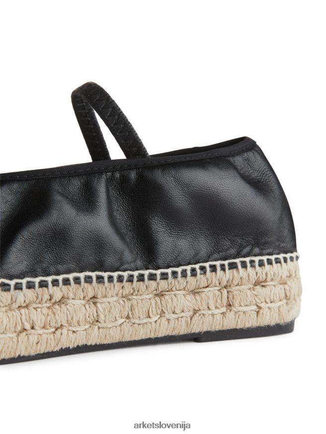 obutev sl ARKET ženske usnjene espadrile črna/bež 6X02XV715