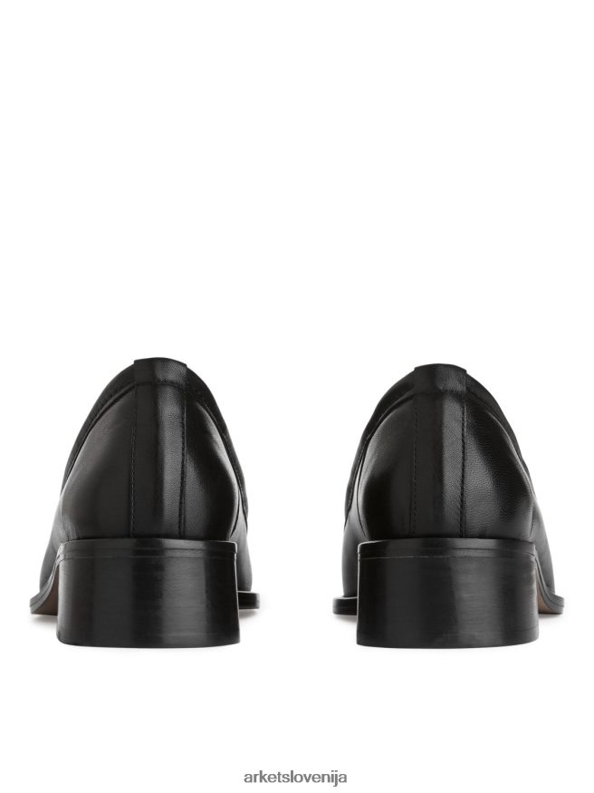 obutev sl ARKET ženske usnjeni loaferji s kvadratnimi prsti Črna 6X02XV689