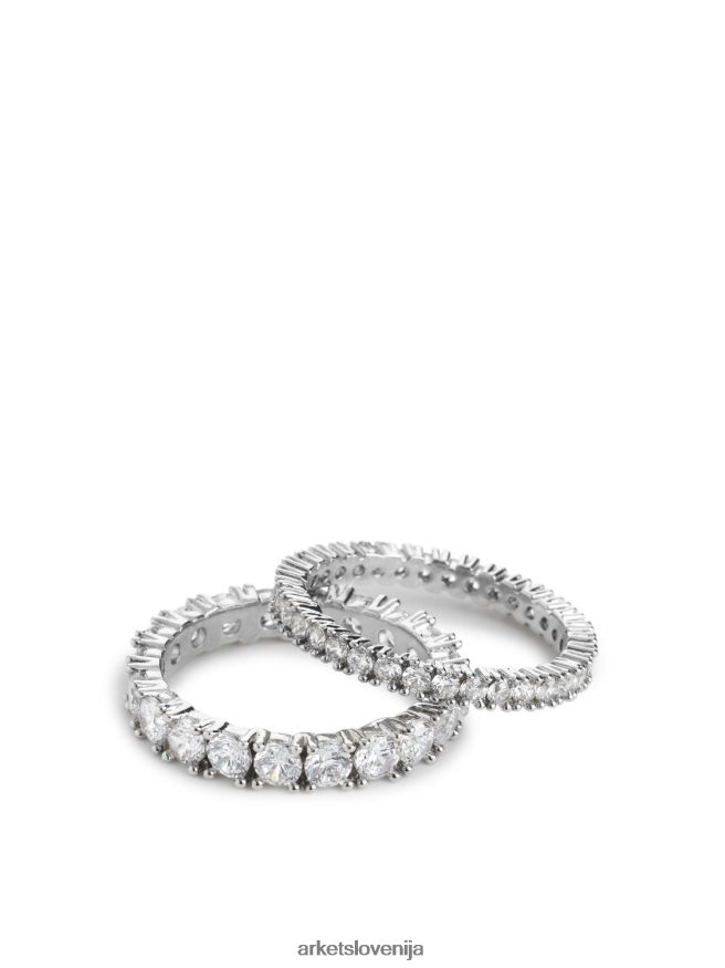 dodatki sl ARKET ženske komplet 2 prstanov z mezincem z nosorogom srebro 6X02XV797