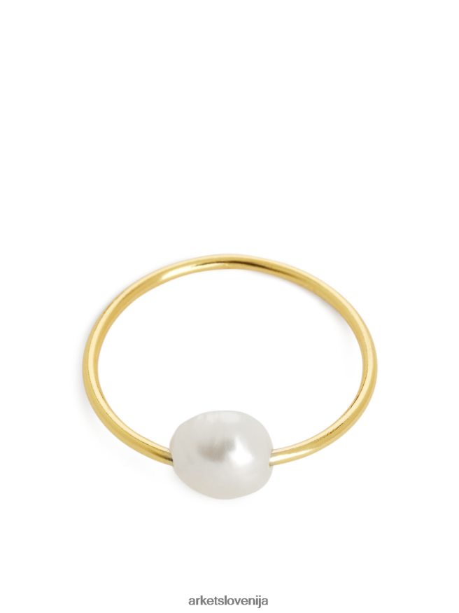 dodatki sl ARKET ženske pozlačen prstan za mezinec zlata/bela 6X02XV789