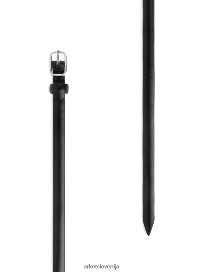 dodatki sl ARKET ženske tanek usnjen pas Črna 6X02XV826