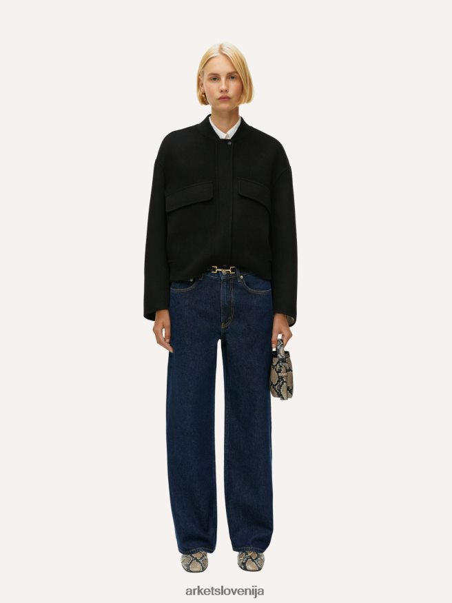 dodatki sl ARKET ženske usnjen pas s konjsko zaponko Črna 6X02XV835