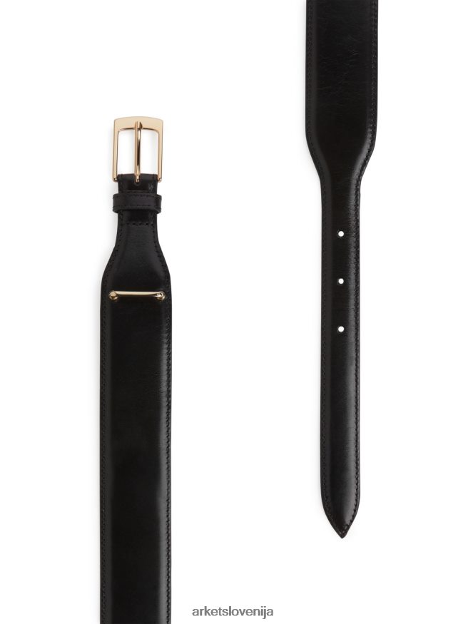 dodatki sl ARKET ženske usnjen pas z visokim pasom Črna 6X02XV838