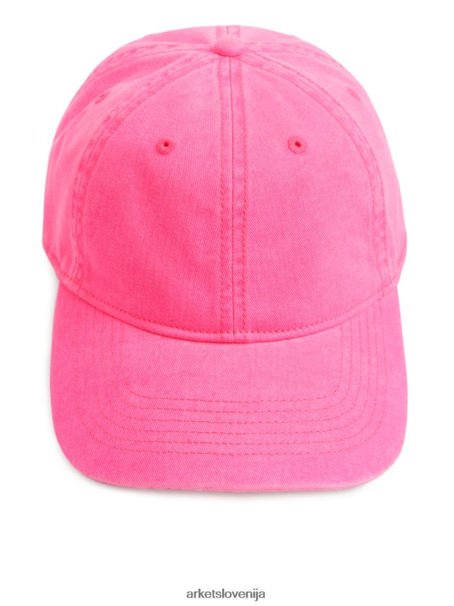 dodatki sl ARKET ženske kapa iz pranega bombažnega keperja svetlo roza 6X02XV821