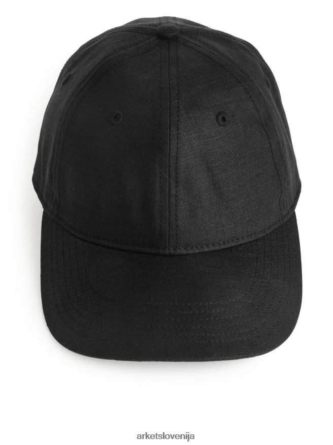 dodatki sl ARKET ženske lanena kapa Črna 6X02XV818