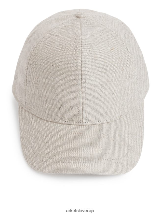 dodatki sl ARKET ženske lanena kapa svetlo bež 6X02XV638