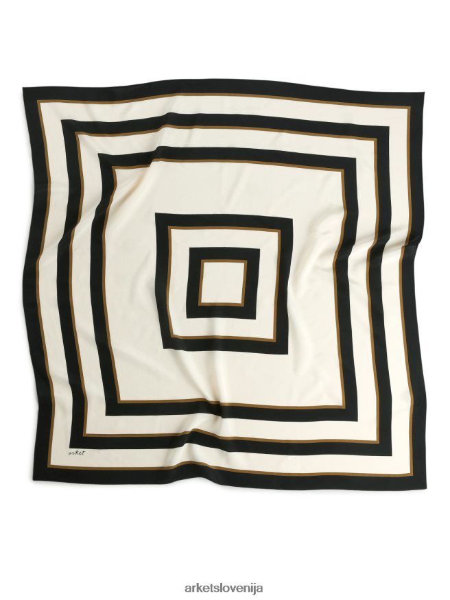 dodatki sl ARKET ženske potiskan svileni šal črna/rjava/bež 6X02XV840