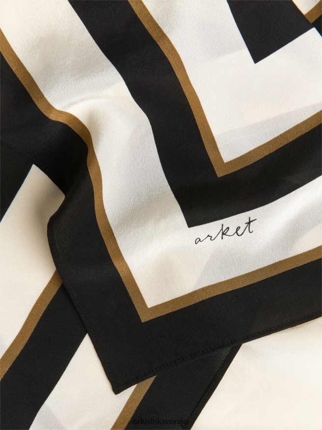 dodatki sl ARKET ženske potiskan svileni šal črna/rjava/bež 6X02XV840